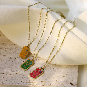 قلادة تارو من الفولاذ المقاوم للصدأ المطلي بالذهب عيار 18 قيراط مع مينا زيكسوان، أفضل هدية لعيد الميلاد - Product Image 5