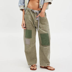 Novedades de Channel 2026, Jeans Moxie de Pierna Ancha con Cordón Ajustable, Cintura Media, Estilo Boyfriend, Patchwork, Pantalones Vaqueros Cortos - Product Image 2