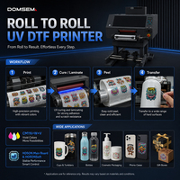 Imprimante d'autocollants UV DTF DOMSEM nouvelle génération, format 12'' et 24'', avec têtes d'impression Epson XP600/I1600/I3200, haute résolution, entièrement automatique
