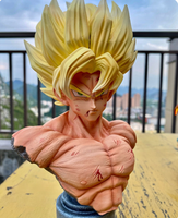 Sculpture d'art Dragon Ball Z Super Saiyan Goku de haute qualité, 35 cm, en résine peinte à la main, avec base LED, décoration d'intérieur