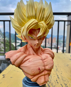 Sculpture d'art Dragon Ball Z Super Saiyan <span class=keywords><strong>Goku</strong></span> de haute qualité, 35 cm, en résine peinte à la main, avec base LED, décoration d'intérieur - Product Image 4
