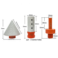 Fraise diamantée brasée chanfrein extenseur de trou de tuile 5/8-11 adaptateur de filetage mèches de meulage de pierre coniques