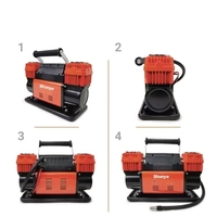 Compresseur d'air robuste DC12V Double cylindres de 60mm voiture Portable avec pompe de gonflage de pneu LCD compresseur numérique