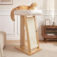 Griffoir pour chat en bois de pin naturel 3-en-1 de 27,5 pouces pour chats de petite et moyenne taille