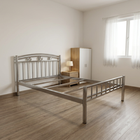 JYLG001 #   Cadre de lit moderne en acier inoxydable avec 11 poutres, hauteur réglable, tête de lit soudée pour hôtels, salons, hôpitaux