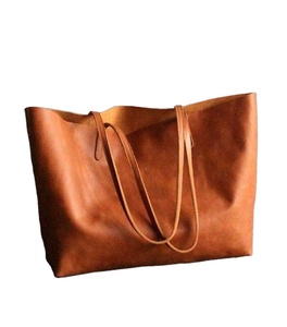 Womens Tan Genuine Leather Tote <b>Bag</b> Large Capacity Handmade Shoulder <b>Bag</b> Minimalist Everyday Shopper <b>Bag</b> For <b>Work</b> And Travel - Product Image 1