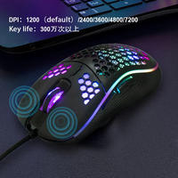 Mouse Óptico para Gaming de 7200 DPI al por Mayor, Mouse Ergonómico RGB con Cable USB para Computadora y Oficina, Ratones para Gamers con Diseño de Panal en Blanco