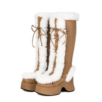 Bottes à plateforme en fausse fourrure pour femmes, bottes hautes à plateforme, bottes d'hiver élégantes, chaussures décontractées pour tous les jours, designs uniques personnalisés