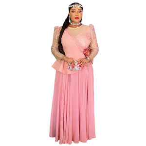 Abito da Sera Ricamato in Pizzo Africano <span class=keywords><strong>Taglie</strong></span> Forti Stile Europeo-Americano per <span class=keywords><strong>Donna</strong></span> - Product Image 5