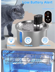 일정한 온도 난방 무선 사이클 필터 플러그가 뽑힌 애완 동물 그릇 및 피더가 있는 스테인리스 고양이 물 디스펜서 - Product Image 3