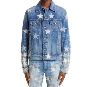 Wholesale New Designer Custom logo cotton jeans coats high quality autumn oversized embroidery denim jacket for men 2021