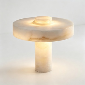 Lámpara de Mesa de Mármol Español con Forma de Hongo, de Piedra Translúcida, LED Regulable, para Hotel, Dormitorio, Villa, Estilo Wabi Sabi - Product Image 5
