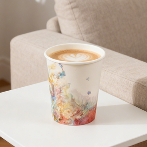 Disposable Custom Logo Food Grade Drink <b>Takeaway</b> Packaging 8oz 10oz Single Wall Paper Cup for <b>Coffee</b> Tea Milk Tea Boba Tea - Product Image 1