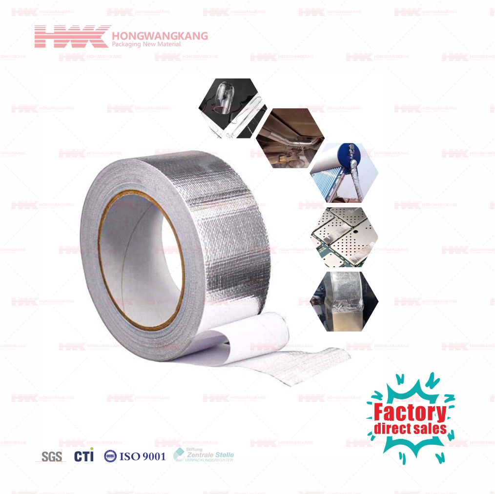 HWK Factory Custom High Temperature Aluminum Foil Tape Waterproof Durable Heat Resistant HVAC Insulation Adhesive Paper Film