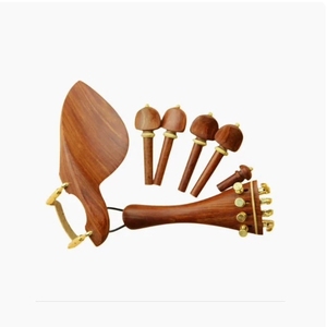 Bộ phụ kiện Violin hoàn chỉnh-Bộ phận gỗ đàn hương đỏ bao gồm chốt, chốt, phần cằm, đuôi và dây giữ - Product Image 4