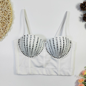 <strong>Women</strong> Black Rhinestone Corset Bustier <strong>Top</strong> With Underwire Padded Cup Crystal Crop <strong>Top</strong> <strong>for</strong> Party Club Stage Performance Outerwear - Product Image 6