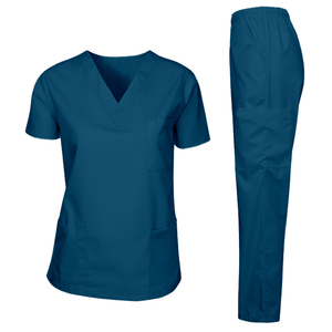 Conjunto de Uniforme Médico Azul Cielo con Cuello en V, Diseño Profesional, Tela Cómoda y Resistente a las Arrugas para Uso Diario - Product Image 4
