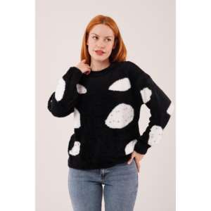 Suéter Negro de Punto para Mujer, Casual, Manga Larga, Antipilling, con Diseño de Puntos - Product Image 4