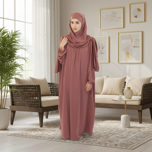 Vêtements islamiques pour femmes, grande taille, respirants et légers, en polyester et laine, couleur rose pêche, marque Fashion Traders - Product Image 3