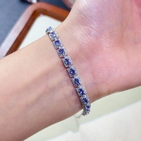 Bracelet en Tanzanite, argent 925, bijoux pour femmes, pierre naturelle, fait main, mode, vente en gros, approvisionnement en vrac