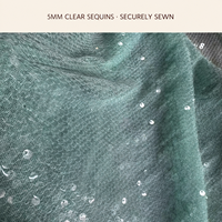 Paillettes transparentes personnalisées de 200 g/m², 5 mm, pour robe de mariée, tissu en tulle à paillettes