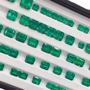 Émeraude de laboratoire de haute qualité, taille émeraude 5x7mm 6x8mm, pierre libre, avec jeu de couleurs, évaluation tierce, pour la fabrication de bijoux Qinglong - Product Image 1
