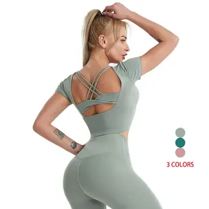 De gros amazon yoga tops-Kit de Yoga en 2 pièces pour femmes, vêtements de sport, de Fitness, piscine, styliste Amazon