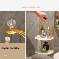 Cage à oiseaux de luxe légère pour la maison, support de rangement cosmétique doré, miroir frontal, décoration de bureau, salle de bain