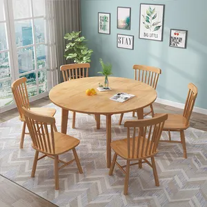 Modern Nordic solid wood round table 1 meter round table for household negotiation