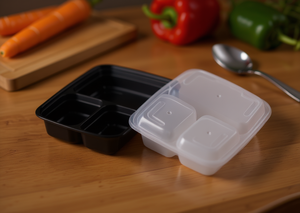 Contenitore rettangolare in PP da 33oz a 3 scomparti serie Jf con coperchio a clip, adatto al microonde, per viaggi e conservazione in frigorifero - Product Image 2