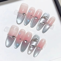 Uñas postizas acrílicas 3D hechas a mano, estilo gótico oscuro, reutilizables, con decoración de demonio y pedrería, venta al por mayor