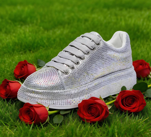 Zapatillas deportivas de plataforma con diamantes para mujer, blancas, negras, rosas - zapatillas deportivas casuales brillantes para mujer con pedrería - Product Image 2