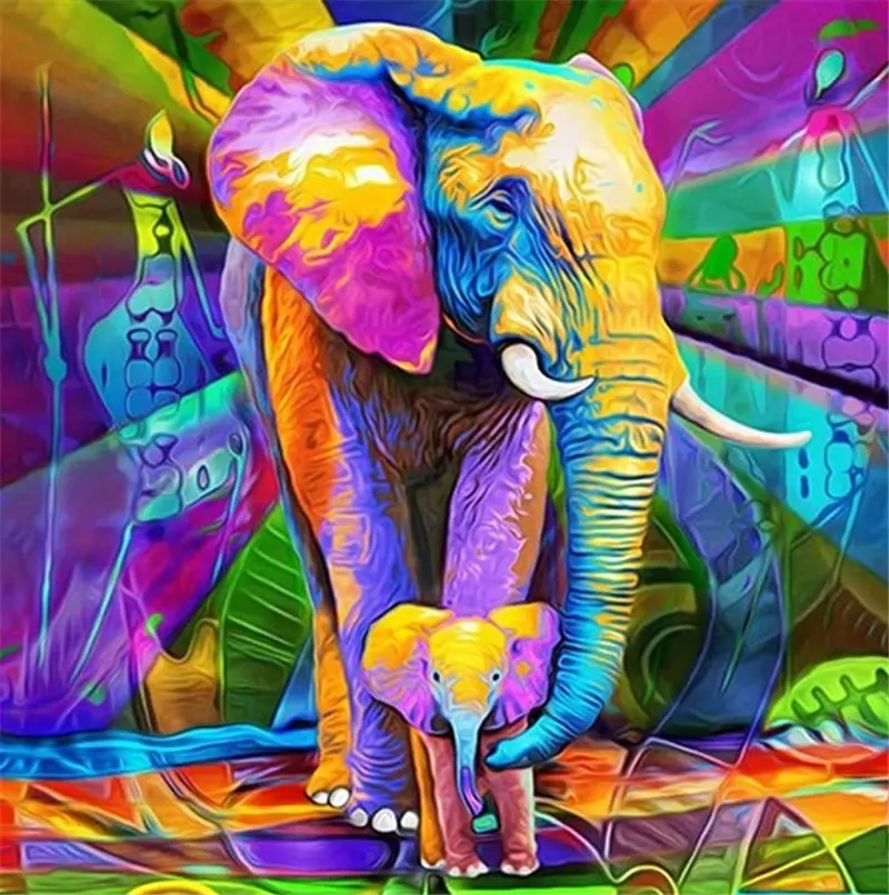 OEM/ODM 5D Diamond Painting Custom Picture Painted Elephant Animals Oil Painting Home Decor Painting By Numbers DIY Gift