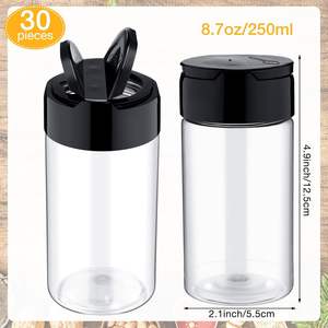 6oz Black Cap Plastic Spice Jar / Square Spice <b>Bottle</b> with Black Flip Cap - Product Image 2