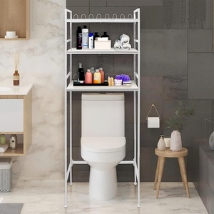 शौचालय शेल्फ इकाई के ऊपर 3 टियर काले धातु के साथ आधुनिक शौचालय भंडारण रैक - Product Image 6