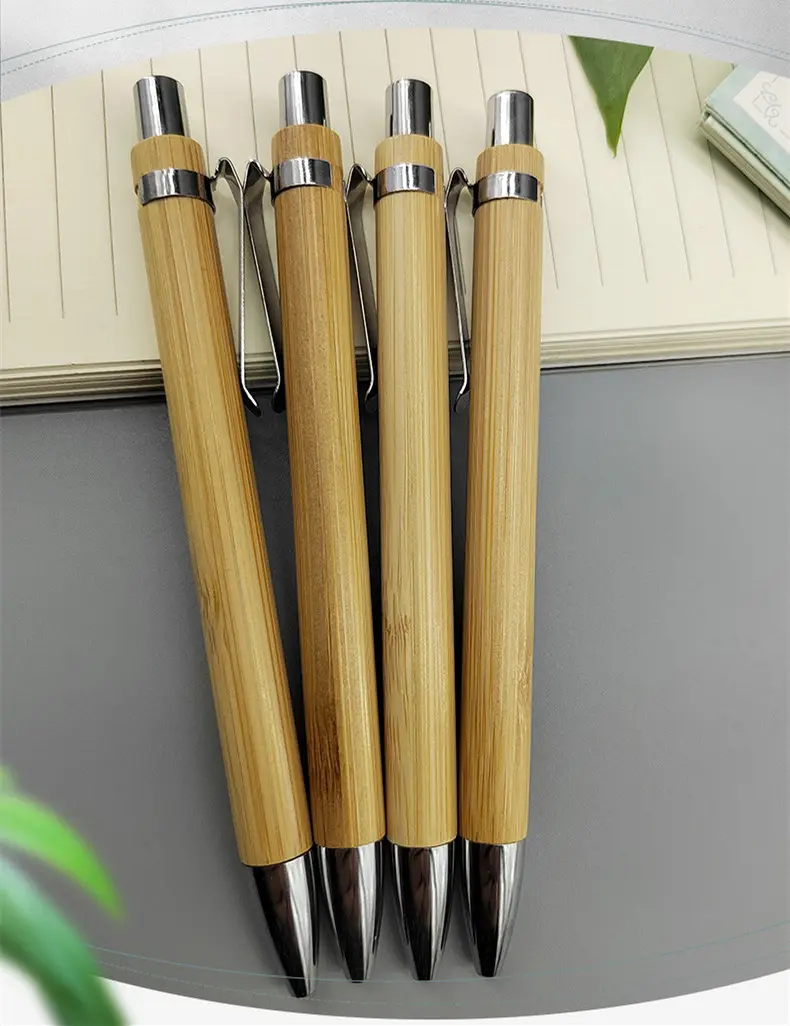 工場直販リサイクルクリック環境にやさしい竹ペン高品質のカスタマイズされた木製ボールペンプロモーションギフト