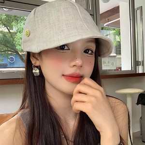 Japanese Style Cotton Linen Duckbill Cap Women <b>Summer</b> Breathable Newsboy <b>Hat</b> Painter Cap Four Seasons Fashion Forward Cap - Product Image 3