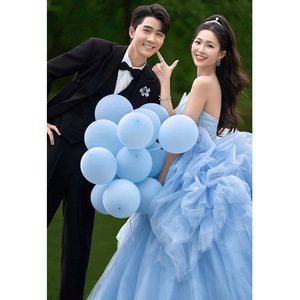 Sky Blue Organza Ball Gown Sweetheart Neckline Empire Waistline Evening Dress For Adults Party Princess Style - Product Image 3