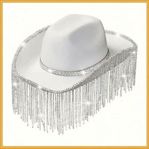 12cm Rhinestone Tassel Cowboy Hat-Personalized Jazz <b>Pink</b> Design for Rave Parties 4 Seasons Promotional Silk Screen Printed - Product Image 2