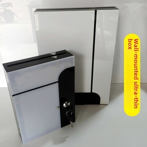 Boîtes de recyclage murales ultra-minces en acrylique transparent dépoli pour reçus, petits tickets, tickets de rejet et documents, avec <span class=keywords><strong>serrure</strong></span> - Product Image 1