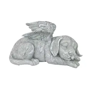 Resin Crafts Wholesale Custom The Bask Sun Angel Dog and Cat Figurine Garden Decoration Outdoor Furnishing Articles