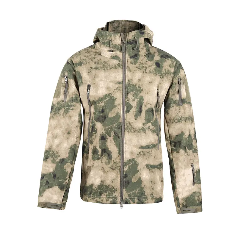 Mnyycxen Mens Waterproof Outdoor Casual Camo Jacket Two-Sided Wear Lightweight Thin Hood Coat Plus Size 