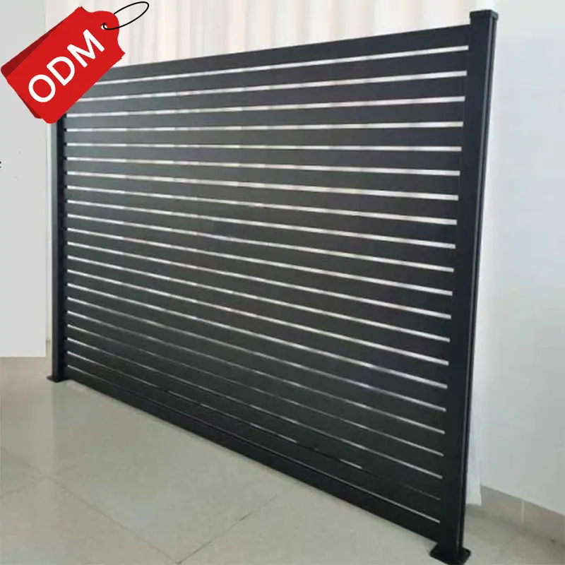 Horizontale Zwart Gepoedercoate Metalen Buitentuin Aluminium Privacy Hek Panelen