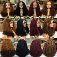 Perruque de cheveux bouclés Pixie SDD non traités, alignés sur les cuticules, avec closure 5x5 en dentelle transparente, 18 pouces, pour revendeurs de cheveux
