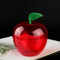 Boîte à pommes personnalisée en plastique transparent rouge pour la veille de Noël, avec feuille, séchage rapide, impression typographique, pot cadeau rempli pour enseignant, pour biscuits
