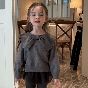 Meisjes Herfst Winter Trui 2025 Nieuwe Stijl Koreaanse Stijl Baby Meisjes Top Stijlvolle Lange Mouwen Gebreide Kinderkleding - Product Image 1