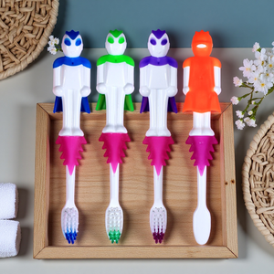 Cepillo de dientes para niños con mango en forma de <span class=keywords><strong>Superman</strong></span> de dibujos animados para bebés y niños Cerdas Súper suaves OEM aceptable - Product Image 1