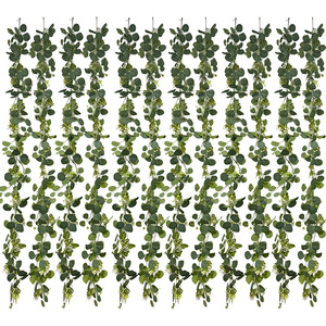 Guirlande en gros de tiges d'eucalyptus artificielles 1,8 m, fausses feuilles d'eucalyptus, vigne, mur végétal, chemin de table de mariage, décoration de verdure - Product Image 1