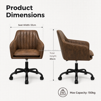 Chaise de bureau pivotante rembourrée avec accoudoirs, hauteur réglable, base à cinq étoiles pour la maison, le bureau et la salle de réunion