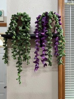 Plante suspendue en crochet faite à la main, style glycine, décoration bohème, fleur en fil fait main, ornement mural ou de fenêtre
